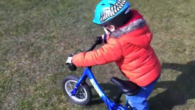 Tom getting the hang of his balance bike смотреть онлайн