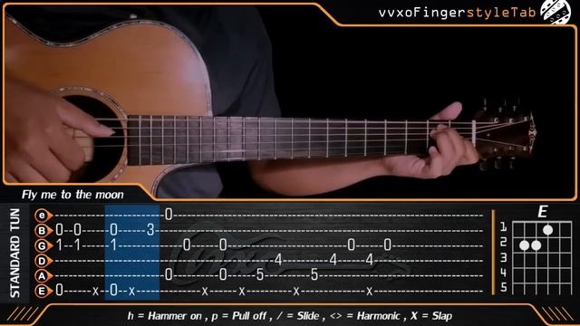 Fly Me To The Moon - Frank Sinatra (Fingerstyle Guitar Cover) Free TAB Tutorial смотреть онлайн
