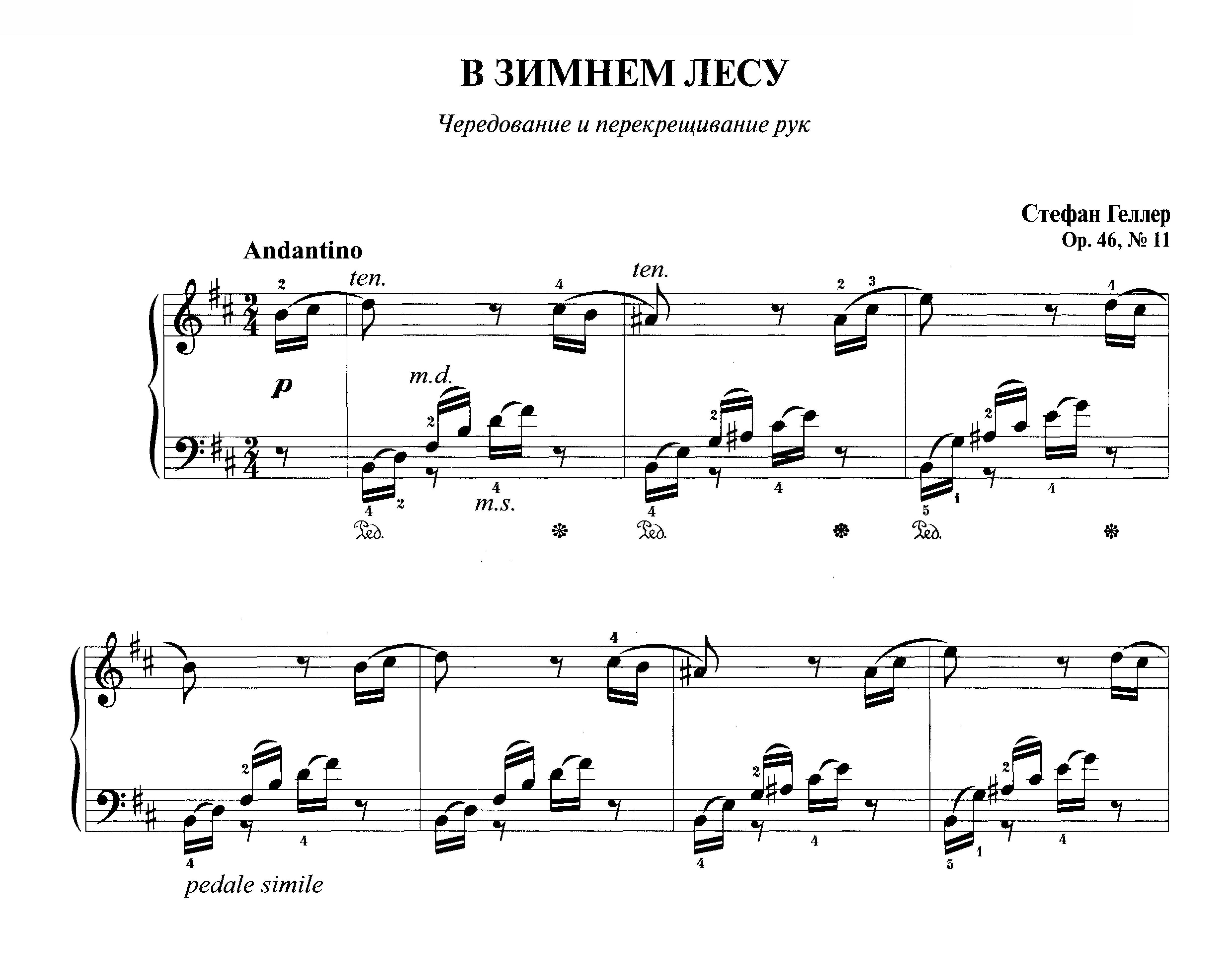 Геллер С. "В зимнем лесу"_ Этюд ор. 46 № 11 из сб. "Фортепианная техника в удовольствие" [5 класс] смотреть онлайн