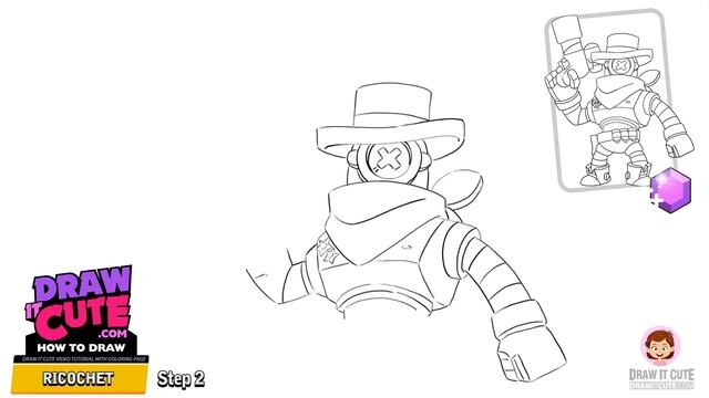 How to draw Ricochet | Brawl Stars super easy drawing tutorial with a coloring page. смотреть онлайн