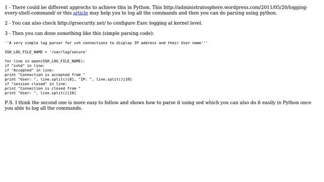 Python script to log name, date, and command of every command users have entered смотреть онлайн