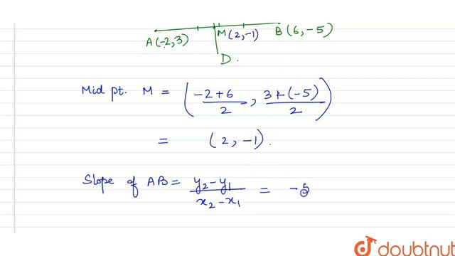 The equation of the perpendicular bisector of the line segment joining A(-2,3) and B(6,-5) is смотреть онлайн