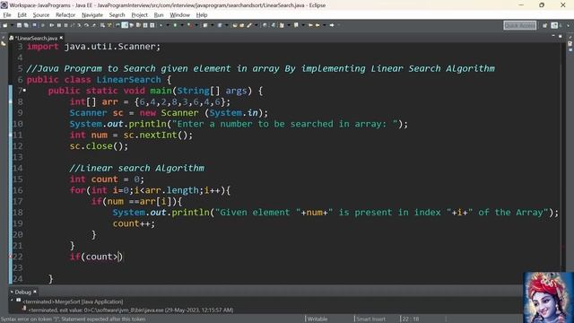 Linear Search in Java || Java Program To Search an Element in Array смотреть онлайн