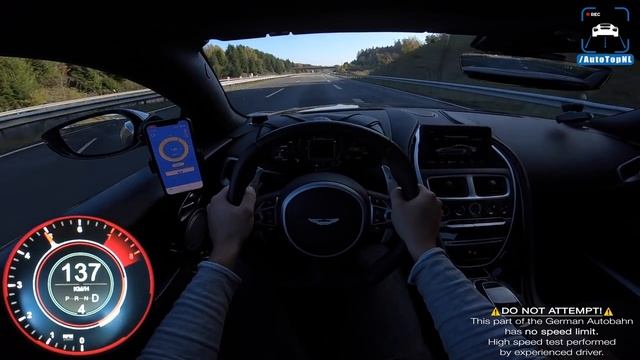 ASTON MARTIN DBS V12 Superleggera макисмальная скорость POV