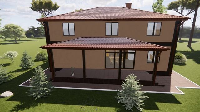 Проект двухэтажного дома S=242,27 м. кв. смотреть онлайн