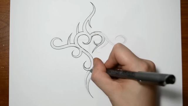 Drawing a Cross with Heart Combined - Tribal Tattoo Design Style смотреть онлайн