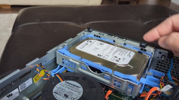 Looking inside a Dell Optiplex 3070 Desktop Computer.  Small Form Factor (SFF)