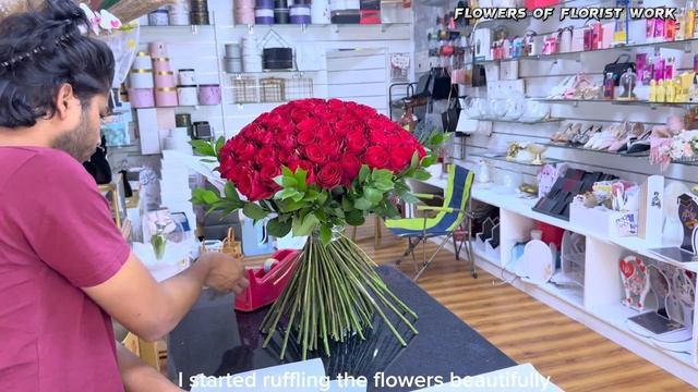 100 piece red rose ?Big bouquet ? how to make big bouquet ?with 100 piece rose with wrappin? смотреть онлайн