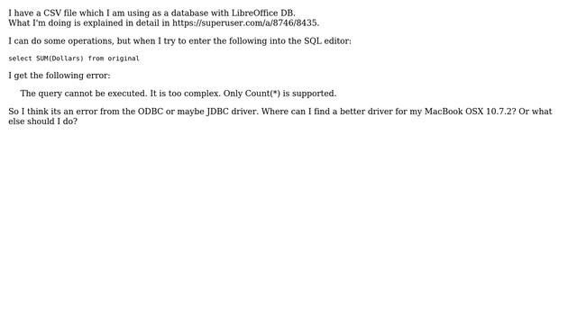 ODBC Query cannot be executed because it is too complex? смотреть онлайн