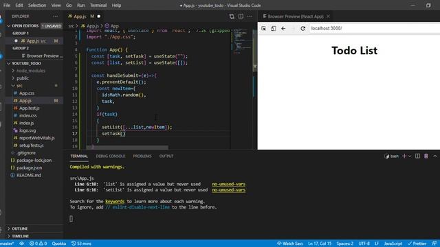 React Tutorial - Add items to a list and display items. смотреть онлайн