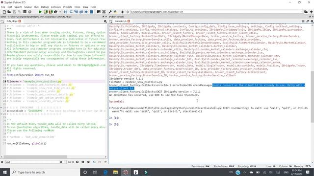 Trading with Interactive Broker using Python: Unable connect as the client id is already in use. смотреть онлайн