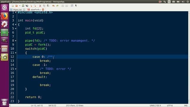 fork() y pipe(fd) , Hijo y padre se comunican con un pipe, C, linux смотреть онлайн
