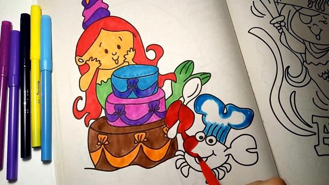 Under the sea coloring book | Coloring mermaid with cake and Dory | Art Colors for Kids смотреть онлайн