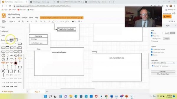 Create Class Diagram in Draw.io, save in GitHub
