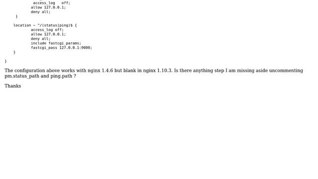 DevOps & SysAdmins: php5-fpm status page is blank for when using nginx 1.10.3 but works with 1.4.6 смотреть онлайн