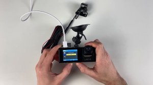 Включение и осмотр компактного авто-регистратора с с тремя камерами Ps-Link Q38