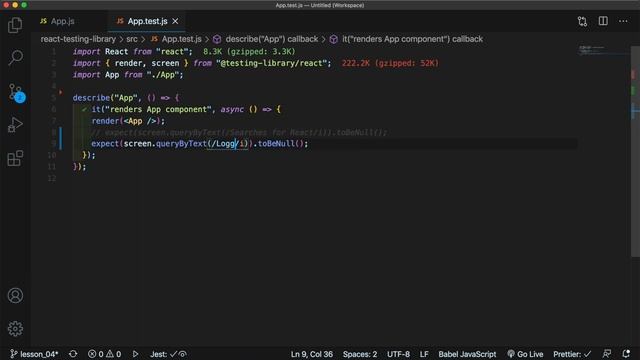 React Testing Library #4 Поисковые варианты и утверждения (Search Variants & Assertive Functions) смотреть онлайн