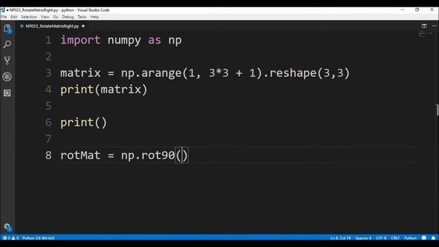 numpy rotate matrix right смотреть онлайн