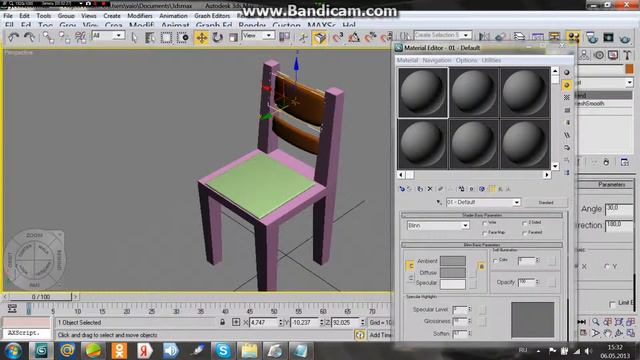 3d Max, 2 урок-моделирование стула смотреть онлайн
