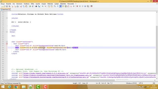 Bootstrap 4 Dersleri 6 - Sütunları Gizleme ve Görünür Hale Getirme смотреть онлайн