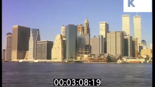 1980s, 1990s New York City Skyline, Brooklyn Bridge, World Trade Center смотреть онлайн
