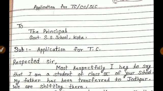 Application for T.C. in english | application for transfer certificate in english | TC Application смотреть онлайн