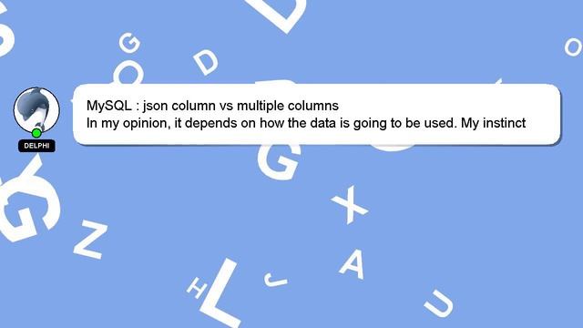 MySQL : json column vs multiple columns смотреть онлайн