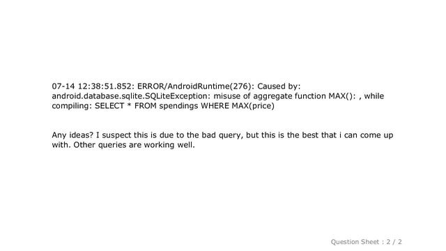 Android : Querying the max value of a column in SQLite For Android смотреть онлайн