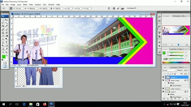 Membuat Desain Spanduk Pendaftaran Sekolah di Photoshop CS3 смотреть онлайн
