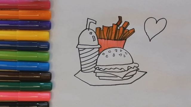 Как нарисовать ФАСТФУД | Рисуем фастфуд - гамбургер и картошку фри | How to draw fast food смотреть онлайн