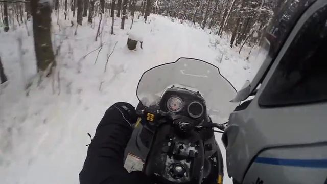 Прохват по лесу на снегоходе brp ski doo expedition sport 550f смотреть онлайн
