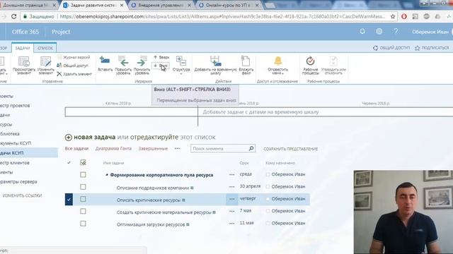 Перечень задач в MS SharePoint