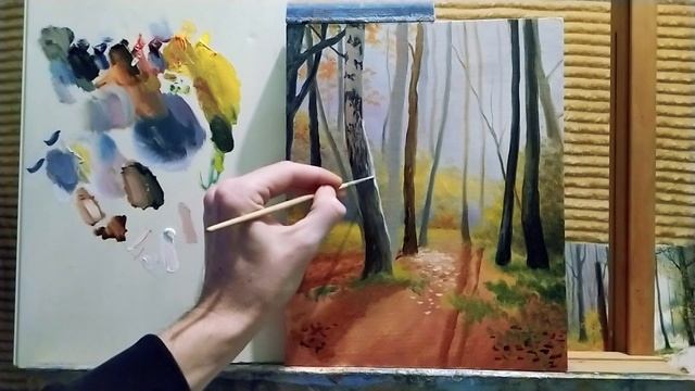 Объем и свет в картине|как нарисовать осенний пейзаж #живопись #art #уроки смотреть онлайн