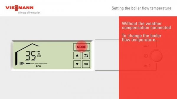 Vitodens 100 W:  How to set the boiler flow temperature on a Vitodens 100 W