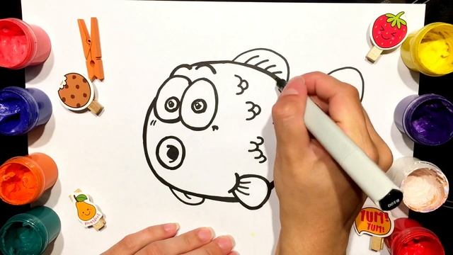 How To Draw Easy Cute Fish Step by Step for Kids | FISH Drawing | Как нарисовать | Рыбка Раскраска смотреть онлайн
