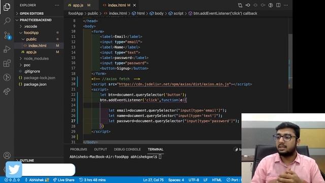 Creating a SignUp form Learning Axios Learn backend Development in Hindi смотреть онлайн