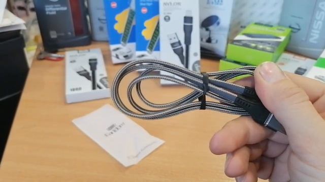 USB кабель Earldom EC-084I Lightning 8-pin, 2.4A, 1м, нейлон (серый) смотреть онлайн