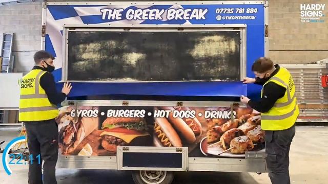 1 Minute Refurbishment - The Greek Break food trailer wrapping смотреть онлайн