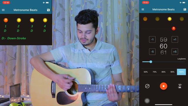 A Major Chord & Easy Strumming Pattern / Rhythm With Metronome | Guitar Lessons in Hindi | Lesson 1 смотреть онлайн