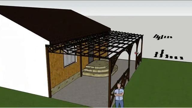 Навес металлочерепица односкатный.....Узор геометрия