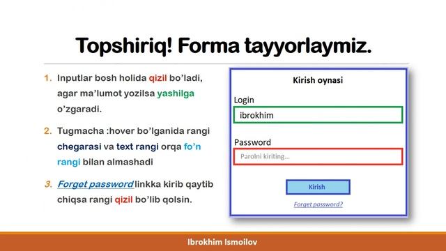 Offine dars | CSS form styles, pseudo classes, pseudo elements смотреть онлайн