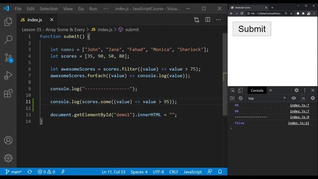 JavaScript Complete Course - Array Some & Every - Part 42 смотреть онлайн