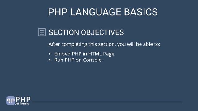 PHP Language Basics смотреть онлайн
