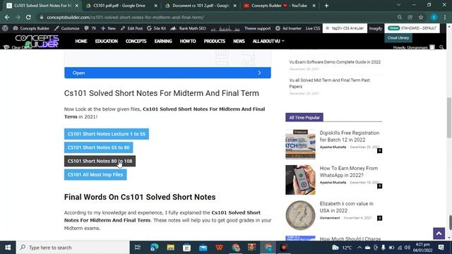 Cs101 Solved Short Notes For Midterm And Final Term, Cs101 Midterm Preparation By Concepts Builder смотреть онлайн