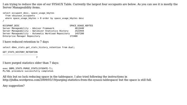 Databases: Reduce Size of SYSAUX (2 Solutions!!) смотреть онлайн