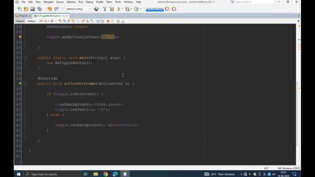 How to create ToggleButton in java swing using Apache Netbeans смотреть онлайн