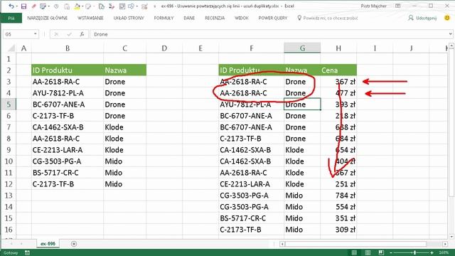 excel-696 - Usuwanie powtarzających się linii - Usuń duplikaty смотреть онлайн