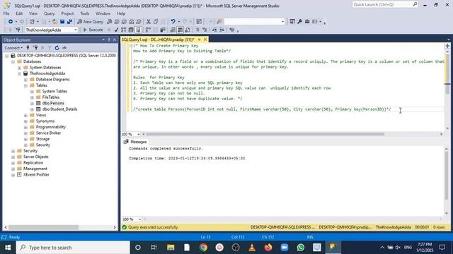 How To Create Primary Key and Add to Existing Table in SQL Server ? смотреть онлайн