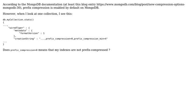 Databases: WiredTiger prefix compression for index on MongoDB смотреть онлайн