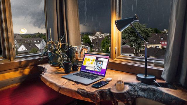 Cozy Study Room Ambience with Rolling Thunderstorm & Rain Sounds смотреть онлайн